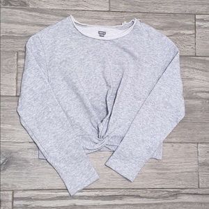 AERIE TIE FRONT CROPPED CREW NECK